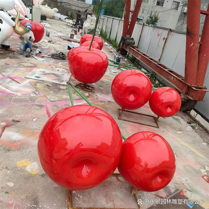 仿真樱桃雕塑 玻璃钢水果雕塑摆件